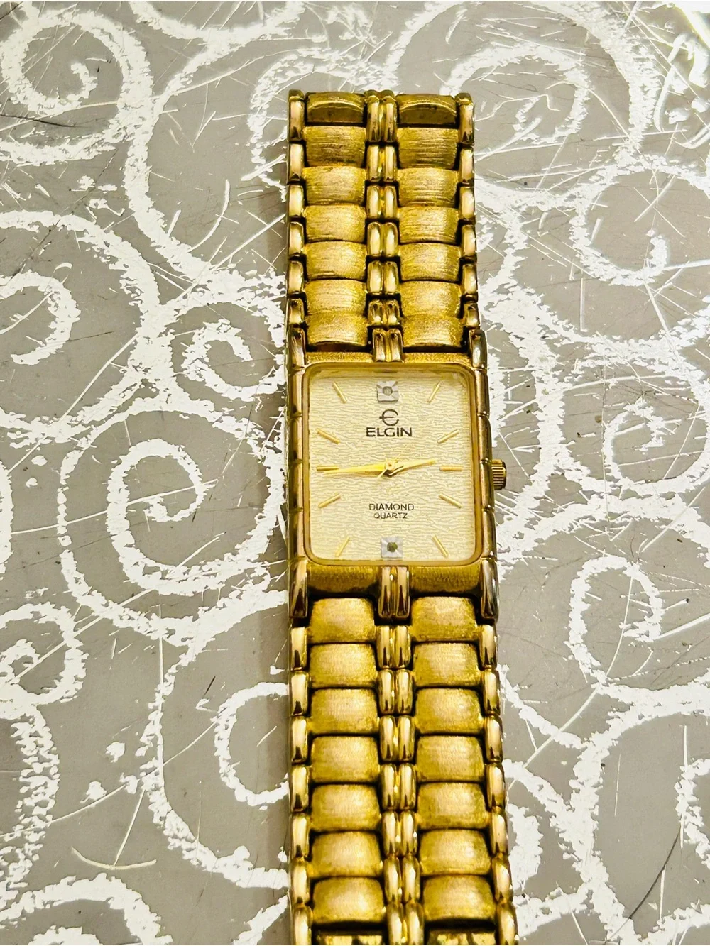 Elgin Vintage Women's Gold-Tone Rectangular Bracelet Watch